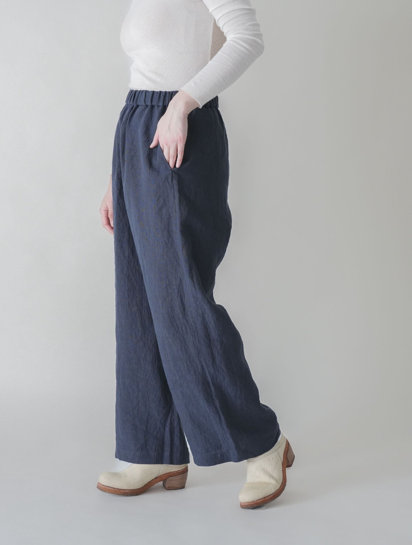 ヒューシック PT │ 天日干しリネン ワイドストレートパンツ – nuhji