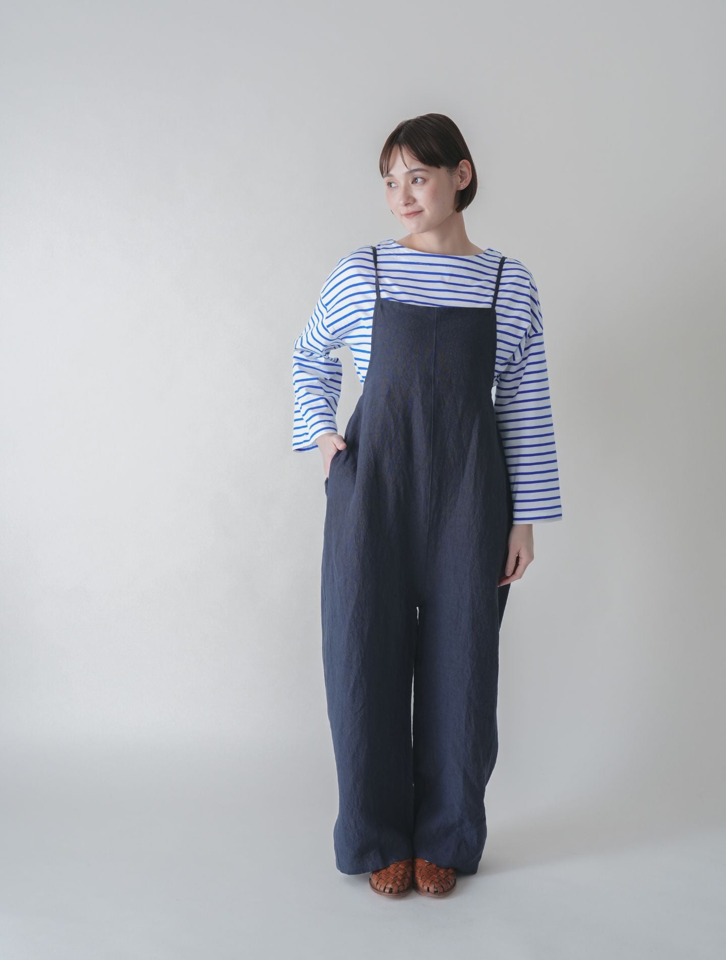 tj_n　リネンサロペット Ranan｜(W)麻調素材デザインサロペット | Rakuten Fashion(楽天